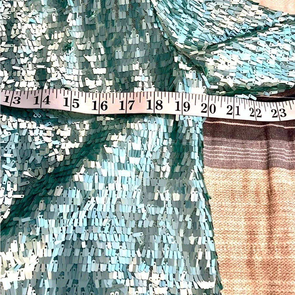 NWT,Alberto Makali,Statement Piece,Metallic Pull-Closed Cape,Unique Seafoam-Teal - Picture 13 of 14